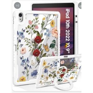 iPad 10th Gen 10.9 Inch 2022 case Floral Girly with Pencil Holder Stand
